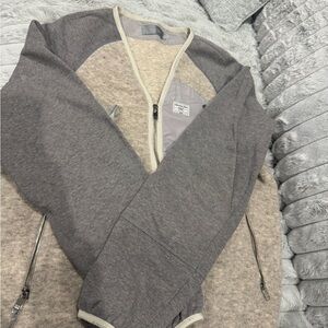 DIOR Gray and Cream Zip-Up Jacket